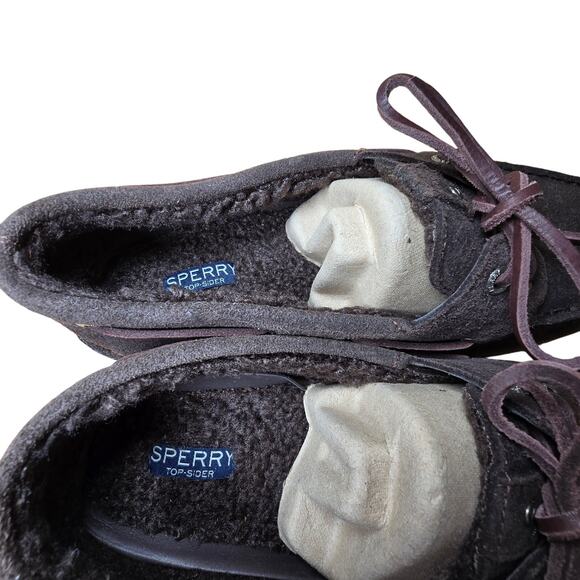 Sperry Men's Authentic Original 2-Eye Seacycled Boat Shoe in Cozy Java Worn 2x - Picture 6 of 8